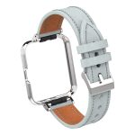 Για το Xiaomi Redmi Watch 2 Lite Γνήσια Δερμάτινη Μεταλλική Θήκη Ενσωματωμένο λουράκι  ρολογιού (ανοιχτό γκρι) - Image 5