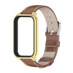 For Redmi Band 2 Mijobs Metal Shell Genuine Leather Watch Band(Brown Gold) - Image 2