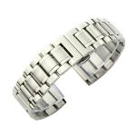13mm Steel Bracelet Butterfly Buckle Five Beads Unisex Stainless Steel Solid Watch Strap, Color:Silver