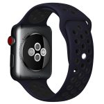 Για Apple Watch Series 9&8&7 41mm / SE 3&SE 2&6&SE&5&4 40mm / 3&2&1 38mm Μοντέρνο κλασικό λουράκι σιλικόνης (Μπλε Μαύρο)