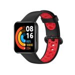 For Xiaomi Redmi Watch 2 Lite Ζώνη ρολογιών σιλικόνης δύο χρωμάτων (Μαύρο+κόκκινο)