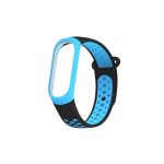 Πολύχρωμο λουράκι ρολογιού σιλικόνης για το Xiaomi Mi Band 3 & 4 (Μαύρο Μπλε)