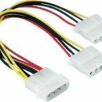 Powertech 4 Pin Molex Female - 2x 4 Pin Molex Male Cable 0.2m (CAB-W004)