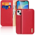 DUX DUCIS Hivo - Δερμάτινη θήκη πορτοφολιού για Apple iPhone 15 (ΚΟΚΚΙΝΟ)