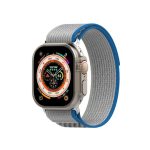 Διπλό έγχρωμο Nylon Hook and Loop Fastener Band Watch For Apple Watch Ultra 49mm (Μπλε+Γκρι)