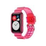 For Huawei Watch Fit 2 Integrated Transparent Silicone Watch Band(Transparent Rose Red)