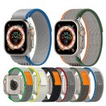 Διπλό έγχρωμο Nylon Hook and Loop Fastener Band Watch For Apple Watch Series 8&7 41mm / SE 2&6&SE&5&4 40mm / 3&2&1 38mm (Black+Grey) - Image 3