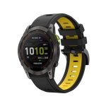 Για Garmin Fenix ​​7X 26mm, δίχρωμη αθλητική ζώνη ρολογιών σιλικόνης (Μαύρο+κίτρινο) Fenix 7X Solar-Tactix Delta-Enduro-Fenix 6-Fenix 6X Pro-Fenix 6X Sapphire-Fenix 5X Sapphire-Fenix 5X Plus-Fenix 3-Fenix 3 HR-Fenix 3 Sapphire-Descent MK 2-Descent MK 2i-