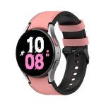 For Samsung Galaxy Watch5 44mm / 40mm Silicone Leather Black Buckle Watch Band, Size:L(Pink)