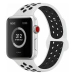 Για Apple Watch Series 7 45mm / 6 & SE & 5 & 4 44mm / 3 & 2 & 1 42mm μοντέρνα κλασική αθλητική ζώνη ρολογιών σιλικόνης (λευκό μαύρο)