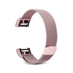 Smart Watch Stainless Steel Watch Band for FITBIT Charge 2, Size: L   ΡΟΖ