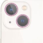 Glitter Ring Tempered Glass Camera Lens Film For iPhone 13 / 13 mini(Pink
