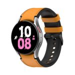 For Samsung Galaxy Watch5 44mm / 40mm Silicone Leather Black Buckle Watch Band, Size:S(Yellow)
