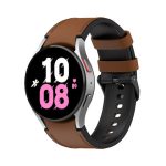 For Samsung Galaxy Watch5 44mm / 40mm Silicone Leather Black Buckle Watch Band, Size:L(Brown)
