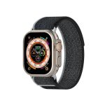 Διπλό έγχρωμο Nylon Hook and Loop Fastener Band Watch For Apple Watch Ultra 49mm (Μαύρο+Γκρι)