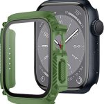 Αδιάβροχη θήκη ρολογιού Armor από σκληρυμένο γυαλί οθόνης για Apple Watch Series 8&7 45mm (Army Green)