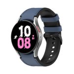 For Samsung Galaxy Watch5 44mm / 40mm Silicone Leather Black Buckle Watch Band, Size:S(Midnight Blue)