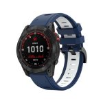 For Garmin Fenix 7X 26mm Two-Color Sports Silicone Watch Band(Midnight Blue + White)