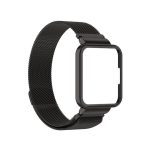 Για Xiaomi Redmi Watch 2 Lite   2 in 1 Milano Metal Watch Band με πλαίσιο ρολογιού (Μαύρο)