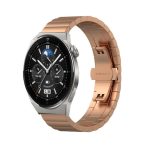 For Huawei Watch GT 3 Pro 46mm 22mm One Bead Butterfly Buckle Metal Steel Watch Band   ΡΟΖ/ΧΡΥΣΟ