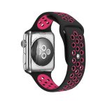 Για Apple Watch Series 7 45mm / 6 & SE & 5 & 4 44mm / 3 & 2 & 1 42mm μοντέρνα κλασική αθλητική ζώνη ρολογιών σιλικόνης (Μαύρο ροζ κόκκινο)