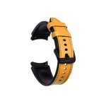 For Samsung Galaxy Watch5 Pro 45mm/5 44mm/5 40mm Silicone + Leather Black Buckle Watch Band(Yellow)