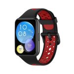 Για Huawei Watch Fit 2 Διχρωμία αναπνεύσιμη ζώνη ρολογιών σιλικόνης (μαύρο+κόκκινο)