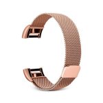 Smart Watch Stainless Steel Watch Band for FITBIT Charge 2, Size: L    ΡΟΖ/ΧΡΥΣΟ