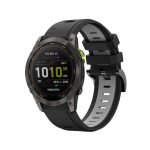 Για Garmin Fenix ​​7X 26mm, δίχρωμη αθλητική ζώνη ρολογιών σιλικόνης (Black+Grey) Fenix 7X Solar-Tactix Delta-Enduro-Fenix 6-Fenix 6X Pro-Fenix 6X Sapphire-Fenix 5X Sapphire-Fenix 5X Plus-Fenix 3-Fenix 3 HR-Fenix 3 Sapphire-Descent MK 2-Descent MK 2i- End