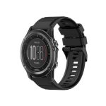 For Garmin Fenix 3 Sapphire 26mm Horizontal Texture Silicone Watch Band with Removal Tool(Black)