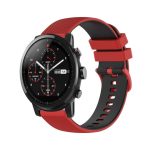 Για Amazfit Stratos 22mm καρό λουράκι ρολογιού σιλικόνης δύο χρωμάτων (κόκκινο+μαύρο)