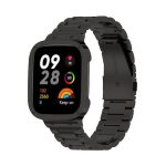 Για Xiaomi Redmi Watch 3  2 σε 1 Μεταλλική ζώνη ρολογιών τριών σφαιριδίων με πλαίσιο ρολογιού (Μαύρο)