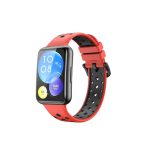 Για Huawei Watch Fit 2 Δίχρωμη διάτρητη ζώνη σιλικόνης (κόκκινο+μαύρο)