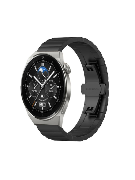 9c98c19f-775f-437b-b6e6-0a450d10ab50_0.jpg For Huawei Watch GT 3 Pro 46mm 22mm One Bead Butterfly Buckle Metal Steel Watch Band ΜΑΥΡΟ - Image 1