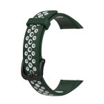 For Huawei Band 6 / Honor Band 6 Universal Two-color Breathable Silicone Watch Band(Dark Green White - Image 3