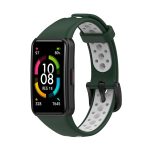 For Huawei Band 6 / Honor Band 6 Universal Two-color Breathable Silicone Watch Band(Dark Green White - Image 4