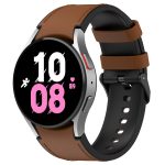For Samsung Galaxy Watch5 44mm / 40mm Silicone Leather Black Buckle Watch Band, Size:S(Black)