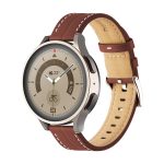 For Realme Watch 3/Amazfit GTR4/4 Pro Universal Grooved Genuine Leather Watch Band(Brown) - Image 3