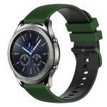 For Samsung Gear S3 Classic 22mm Checkered Two-Color Silicone Watch Band(Amy Green+Black) - Image 2