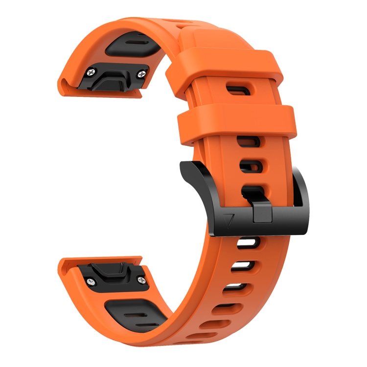 SYA002030203D_1 For Garmin Tactix Delta 26mm Two-Color Sports Silicone Watch Band(Orange+Black) - Image 1