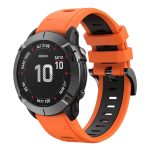 For Garmin Fenix 6X 26mm Two-Color Sports Silicone Watch Band(Orange+Black) - Image 2