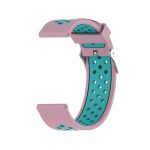 Διπλό έγχρωμο αθλητικό λουράκι ρολογιού σιλικόνης για Xiaomi Huami Amazfit Bip Lite Έκδοση 22 mm (Πράσινο Μέντα + Ανοιχτό Ροζ)