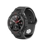 For Amazfit T-Rex / T-Rex Pro / Ares Silicone Reverse Buckle Watch Band (Black)