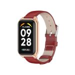 For Redmi Band 2 Mijobs Metal Shell Genuine Leather Watch Band(Red Rose Gold)