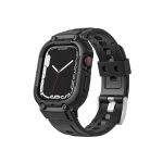 Armor Silicone Watch Band For Apple Watch Series 8&7 45mm / SE 2&6&SE&5&4 44mm / 3&2&1 42mm(Black)