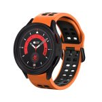 Για Samsung Galaxy Watch 5 40mm 20mm Αναπνεύσιμη ζώνη σιλικόνης δύο χρωμάτων (πορτοκαλί+μαύρο)