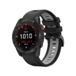 Για Garmin Fenix ​​7X 26mm δίχρωμη αθλητική ζώνη ρολογιών σιλικόνης (Μαύρο+Γκρι)  Εφαρμόζεται μοντέλα: κατάλληλο για Garmin Fenix7X, Fenix ​​7X Solar, TACTIX 7/ 7 Pro, TACTIX DELTA, Enduro, VERTIX2, Fenix ​​6X , Fenix ​​6X Pro, Fenix ​​6X Sapphire GPS, Fe