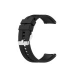 22mm For Xiaomi Watch Color Sport Silicone Watch Band with Silver Steel Buckle(Black)