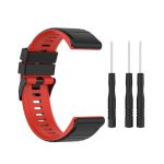 For Garmin Fenix 7 26mm Two-color Silicone Watch Band  (Black / Red)