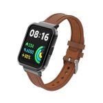 Για το Xiaomi Redmi Watch 2 Γνήσια δερμάτινη μεταλλική θήκη Ενσωματωμένη ζώνη ρολογιού (Καφέ)